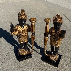 Elegant Gold and Black Candle Holders